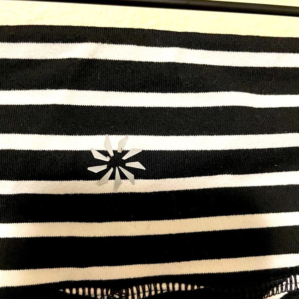 Womens black and white striped leggings size small. Good used condition
